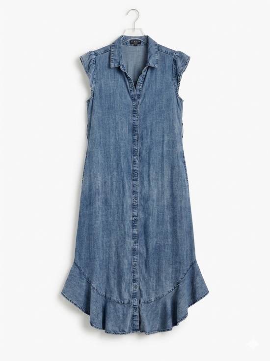 Velvet Heart Dresses & Skirts - Coastal Cowgirl Chambray Ruffle Denim Dress Boho